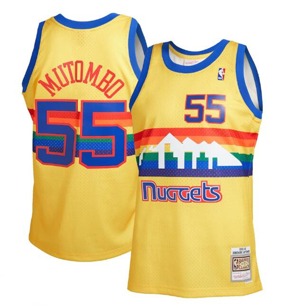 Men's Denver Nuggets Active Player Custom Yellow Mitchell & Ness 1991-92 Hardwood Classics Swingman Stitched Basketball Jersey